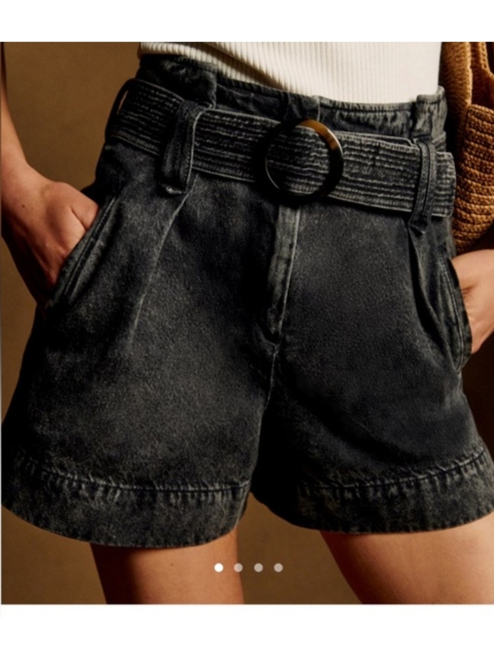 Sezane Rome Black Washed Shorts 36 (Sz 4)